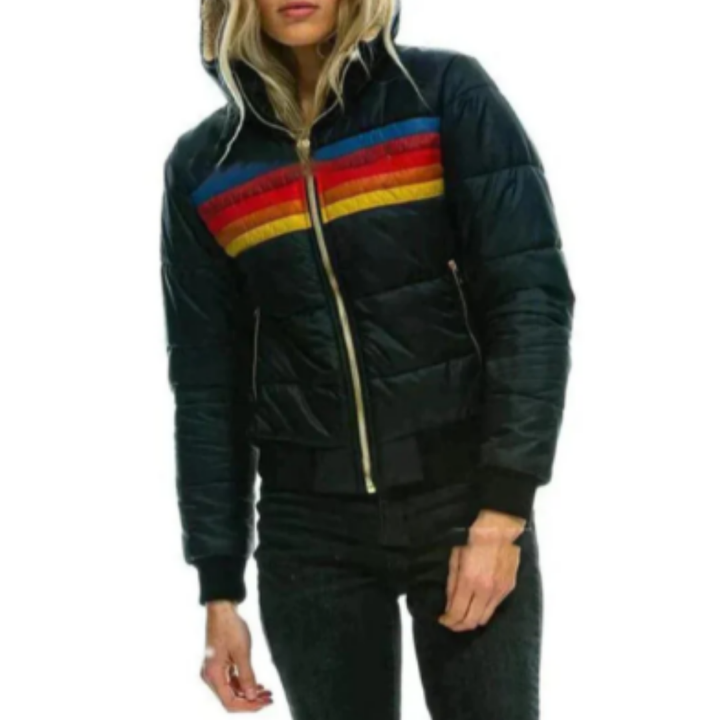 Zeltzin | Winter Warm Stripped Zip Up Puffer Jacket For Women