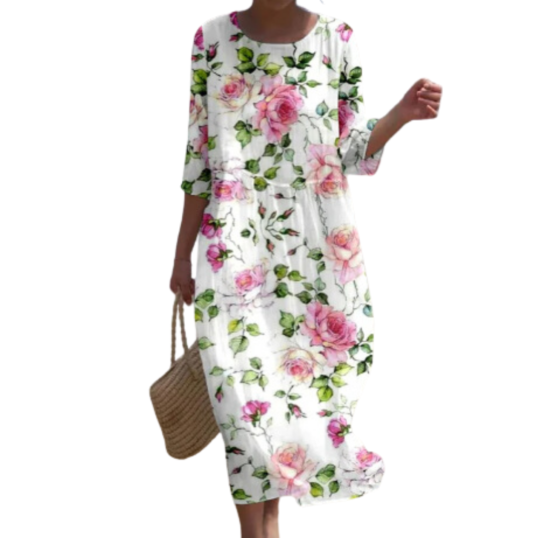 Helo | Casual Beach Floral A Line Midi Dress For Women