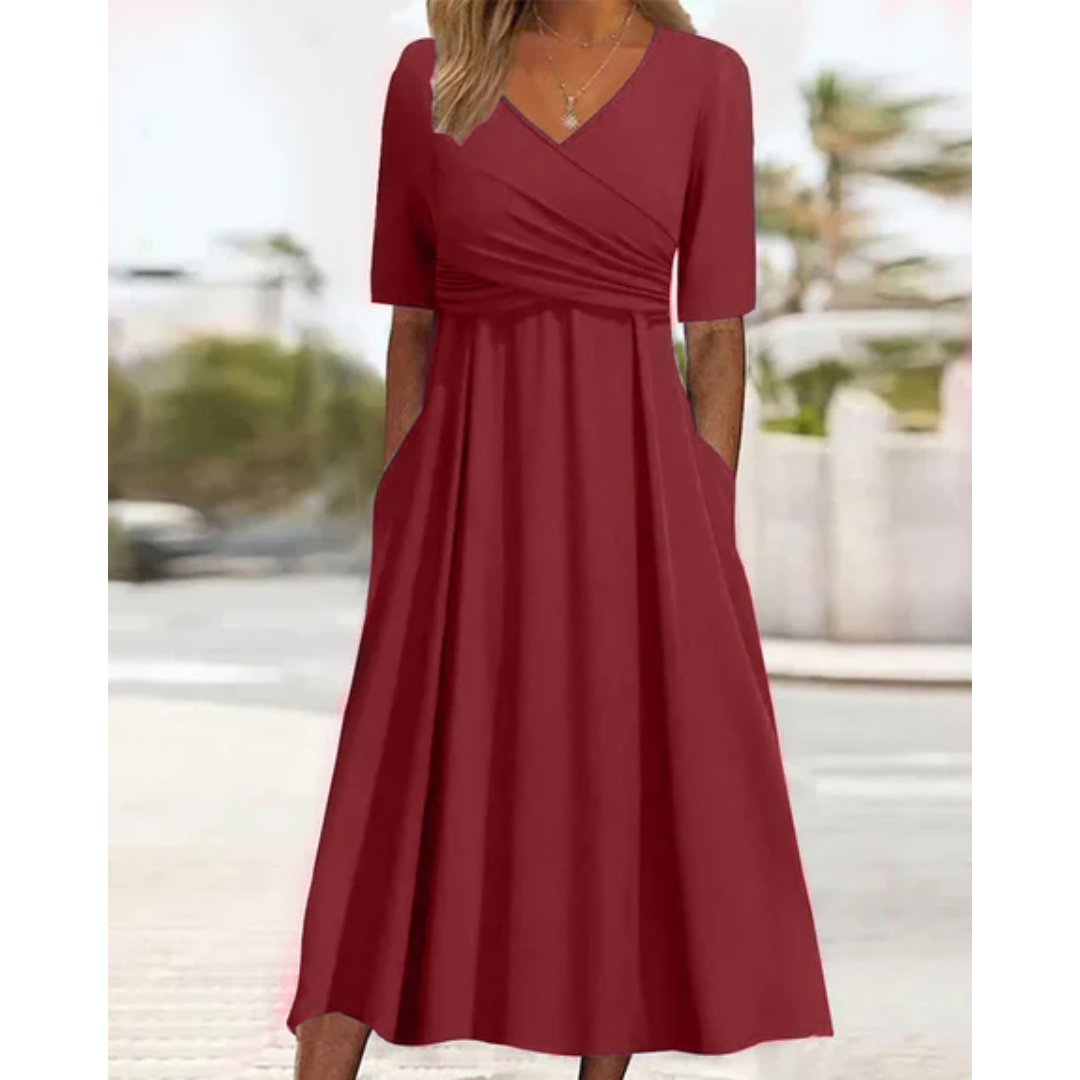 Archer | Formal V Neck Midi Dress For Women