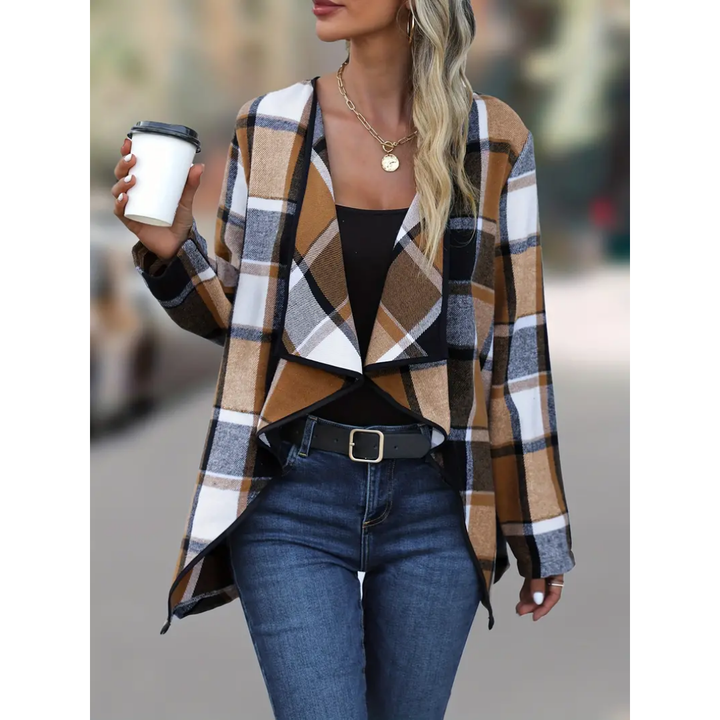 Kinzie | Stylish Long Sleeve Plaid Jacket For Women