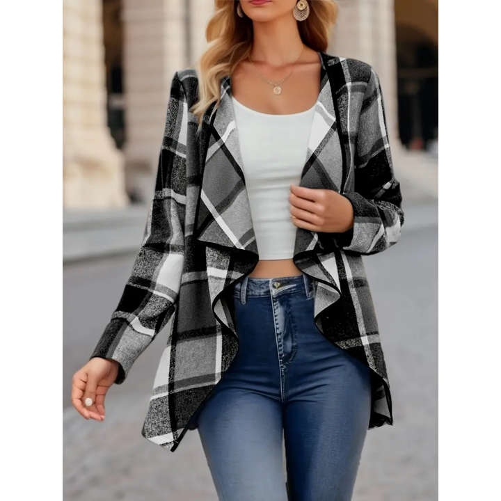 Kinzie | Stylish Long Sleeve Plaid Jacket For Women