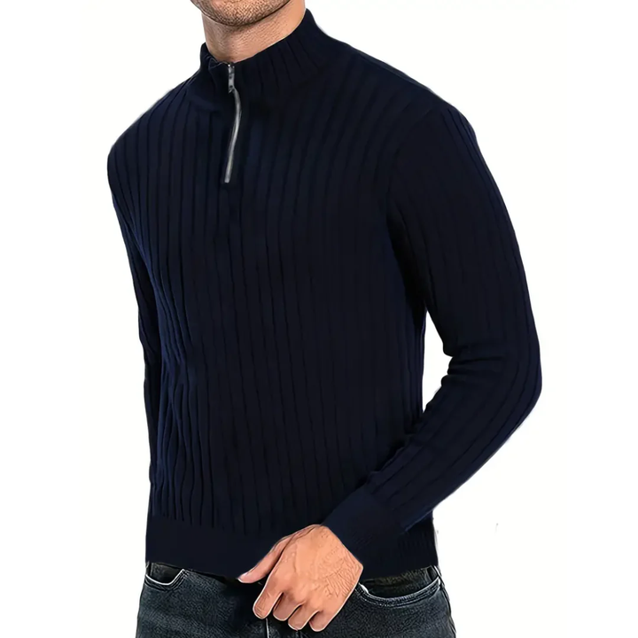 Guy | Warm Slim Fit Half Zip Ribbed Sweater For Men