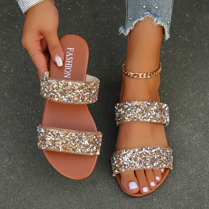 Brendah | Summer Sequin Slip On Sandals For Women