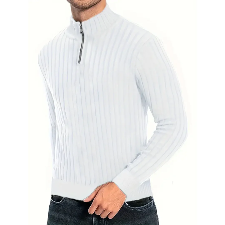 Guy | Warm Slim Fit Half Zip Ribbed Sweater For Men