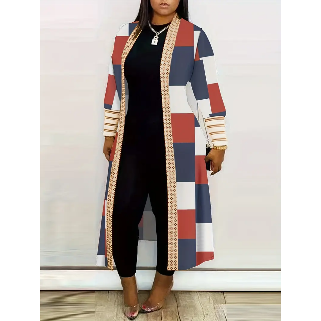 Kissie | Chic Warm Patchwork Long Coat For Women