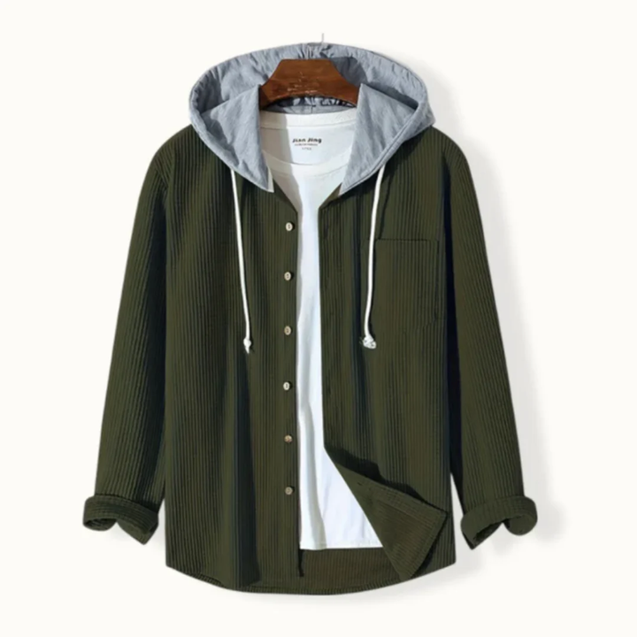 Dallton | Stylish Button Down Hooded Corduroy Jacket For Men