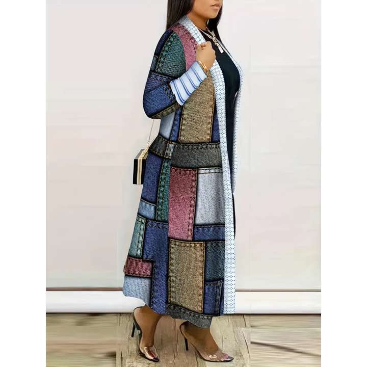 Kissie | Chic Warm Patchwork Long Coat For Women