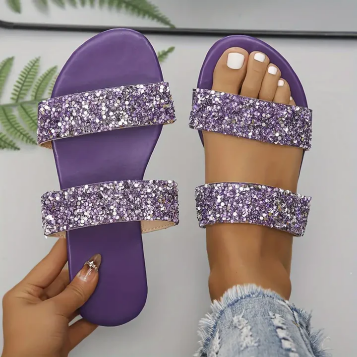 Brendah | Summer Sequin Slip On Sandals For Women