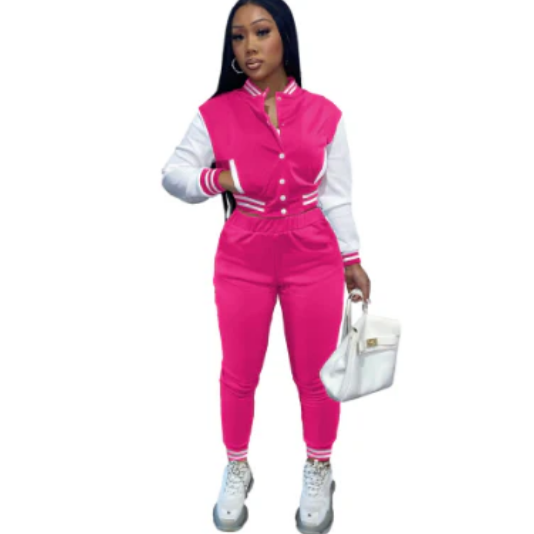 Chantiel | Stylish Varsity Pants And Top Set For Women