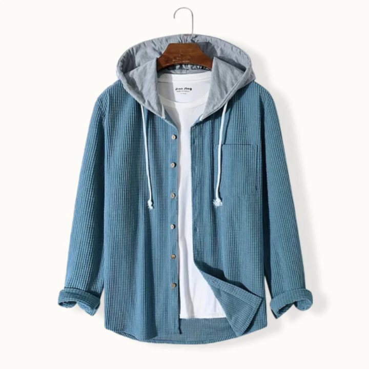 Dallton | Stylish Button Down Hooded Corduroy Jacket For Men