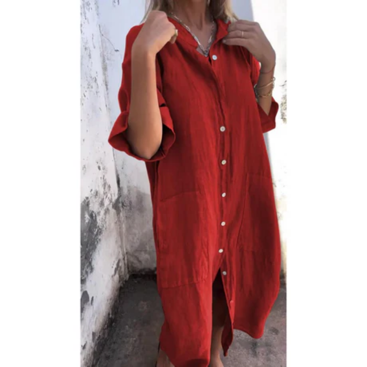 Jussica | Summer Shirt Midi Dress For Women