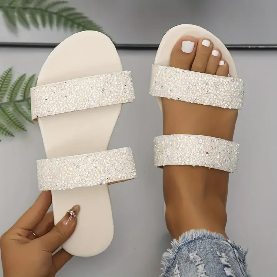 Brendah | Summer Sequin Slip On Sandals For Women