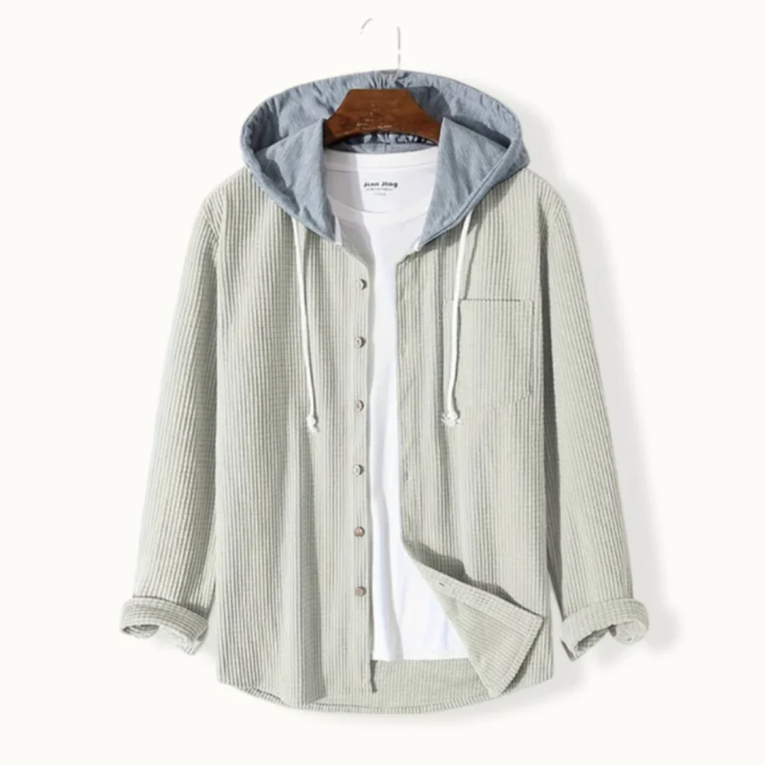 Dallton | Stylish Button Down Hooded Corduroy Jacket For Men