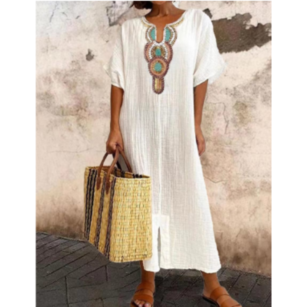 Helka | Summer Boho Beach A Line Midi Dress For Women