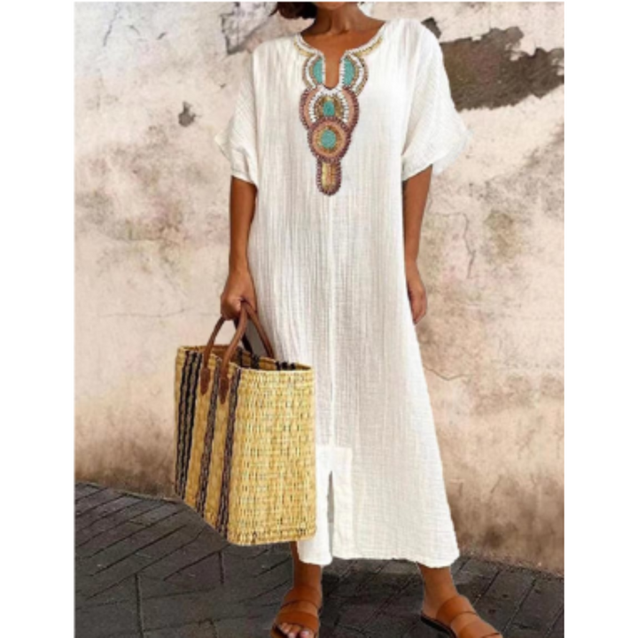 Helka | Summer Boho Beach A Line Midi Dress For Women