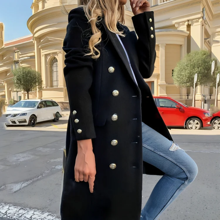 Louma | Elegant Warm Long Button Down Coat For Women