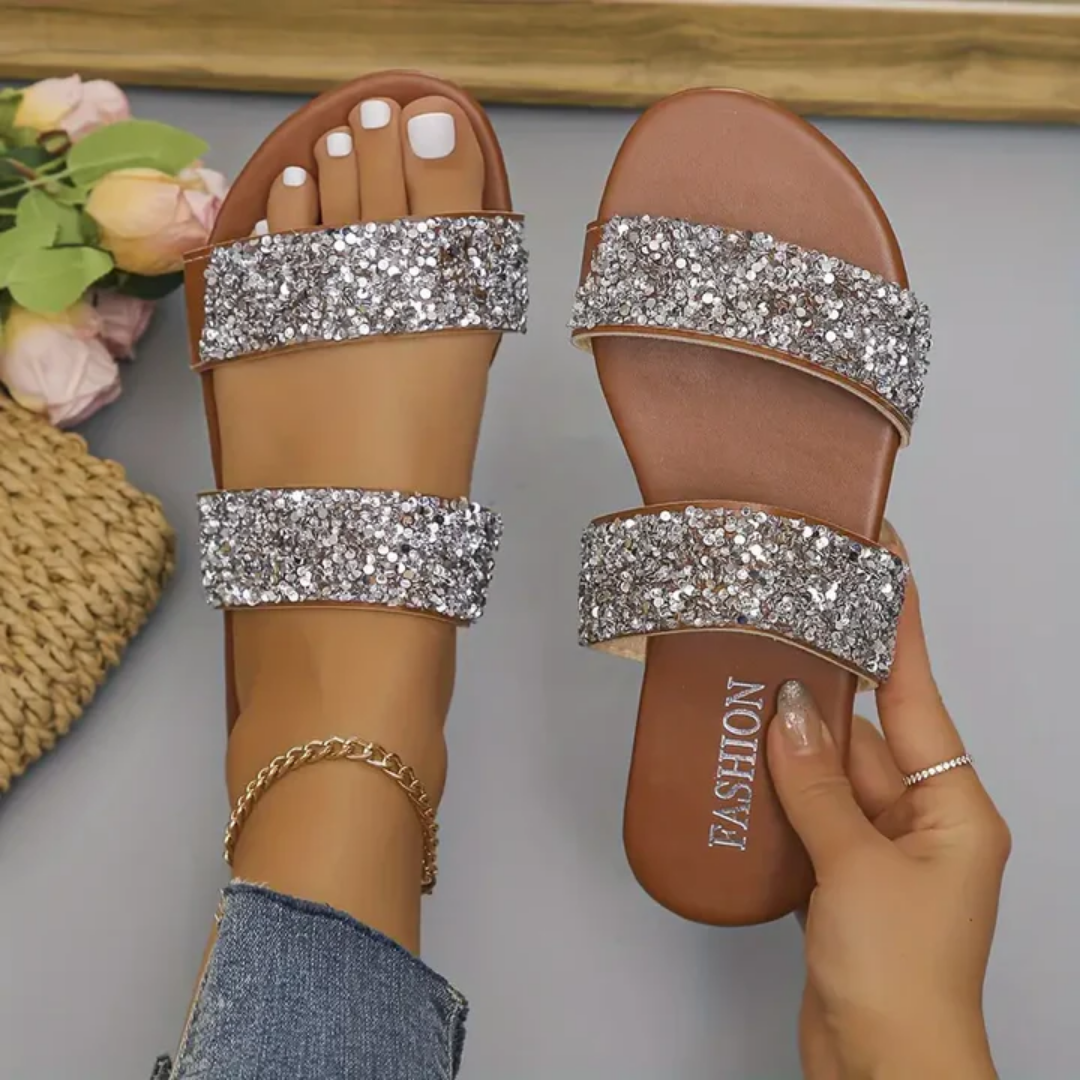 Brendah | Summer Sequin Slip On Sandals For Women