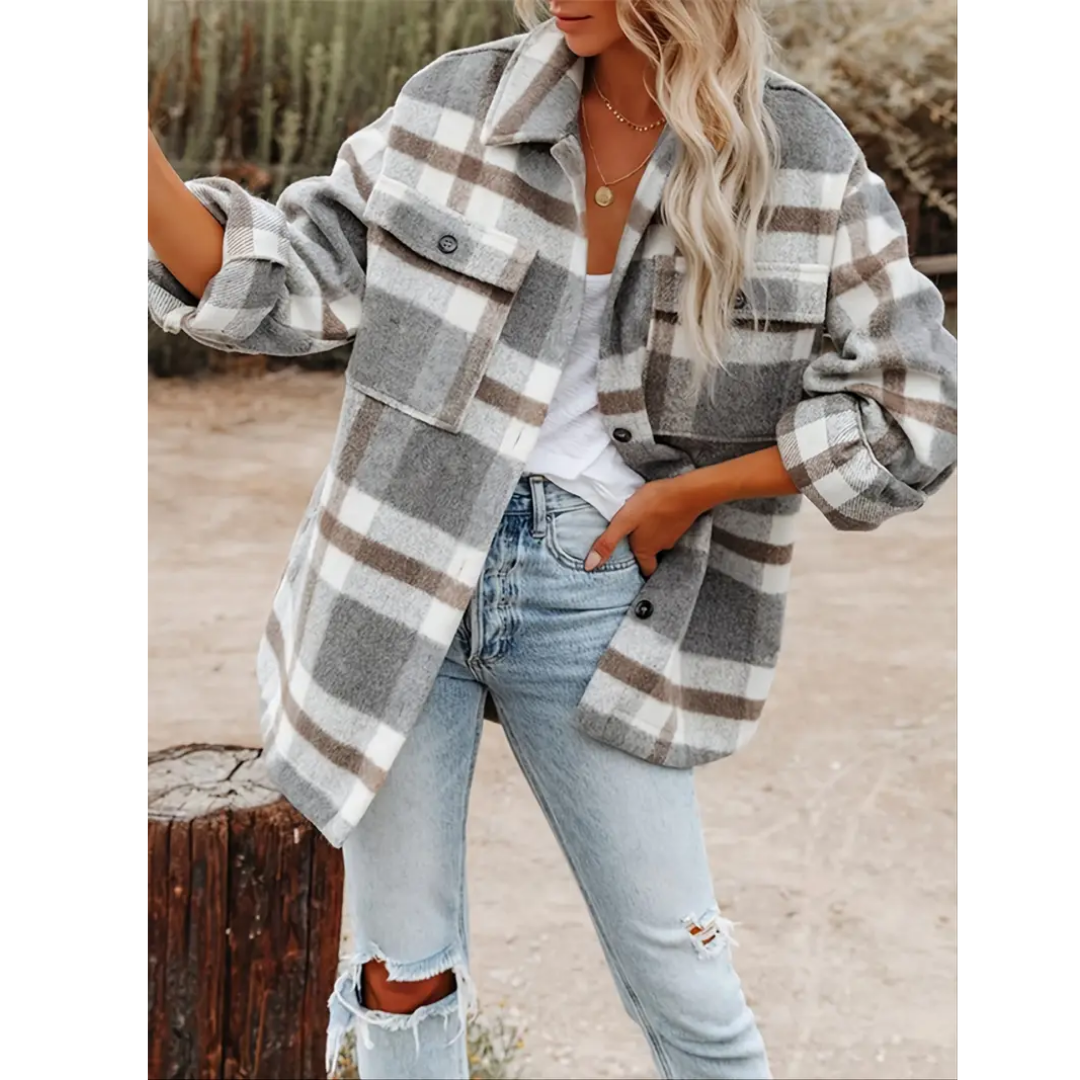 Karle | Warm Oversized Plaid Jacket For Women