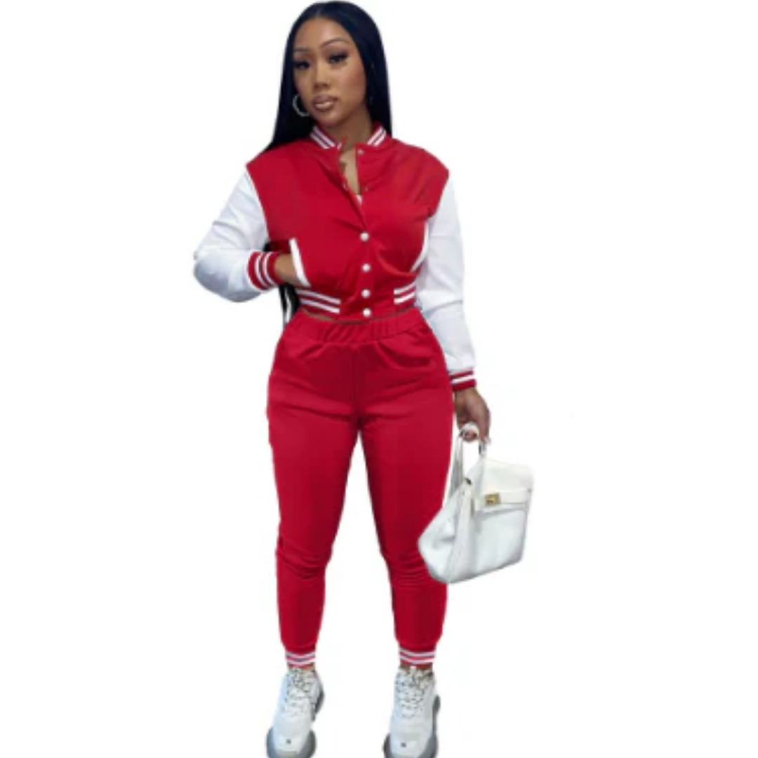 Chantiel | Stylish Varsity Pants And Top Set For Women