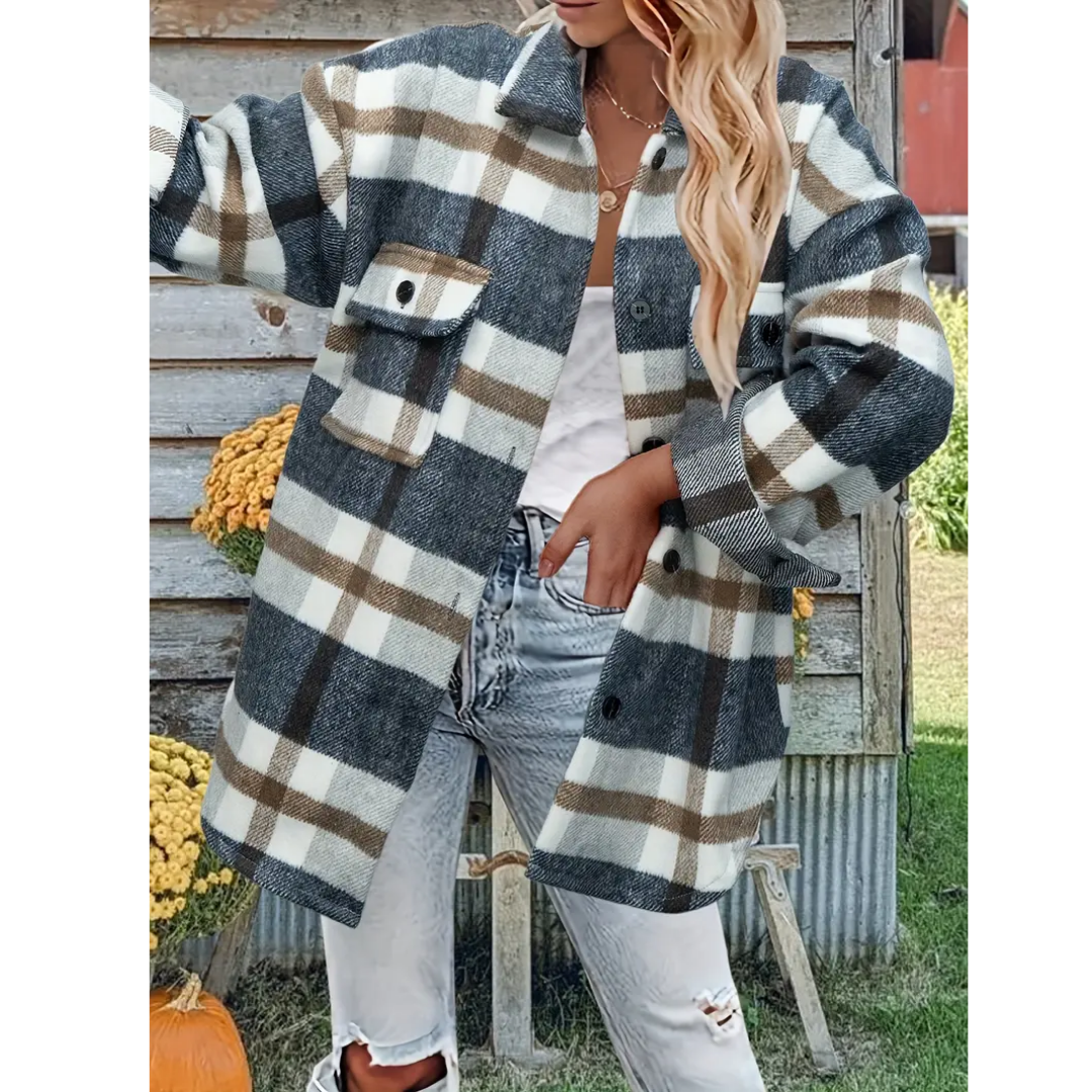 Karle | Warm Oversized Plaid Jacket For Women