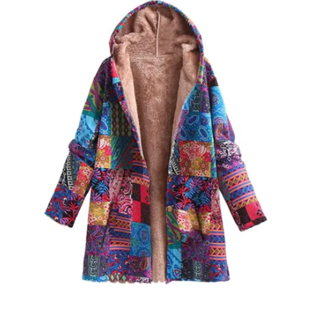 Volplie | Comfortable Printed Long Hooded Jacket For Women