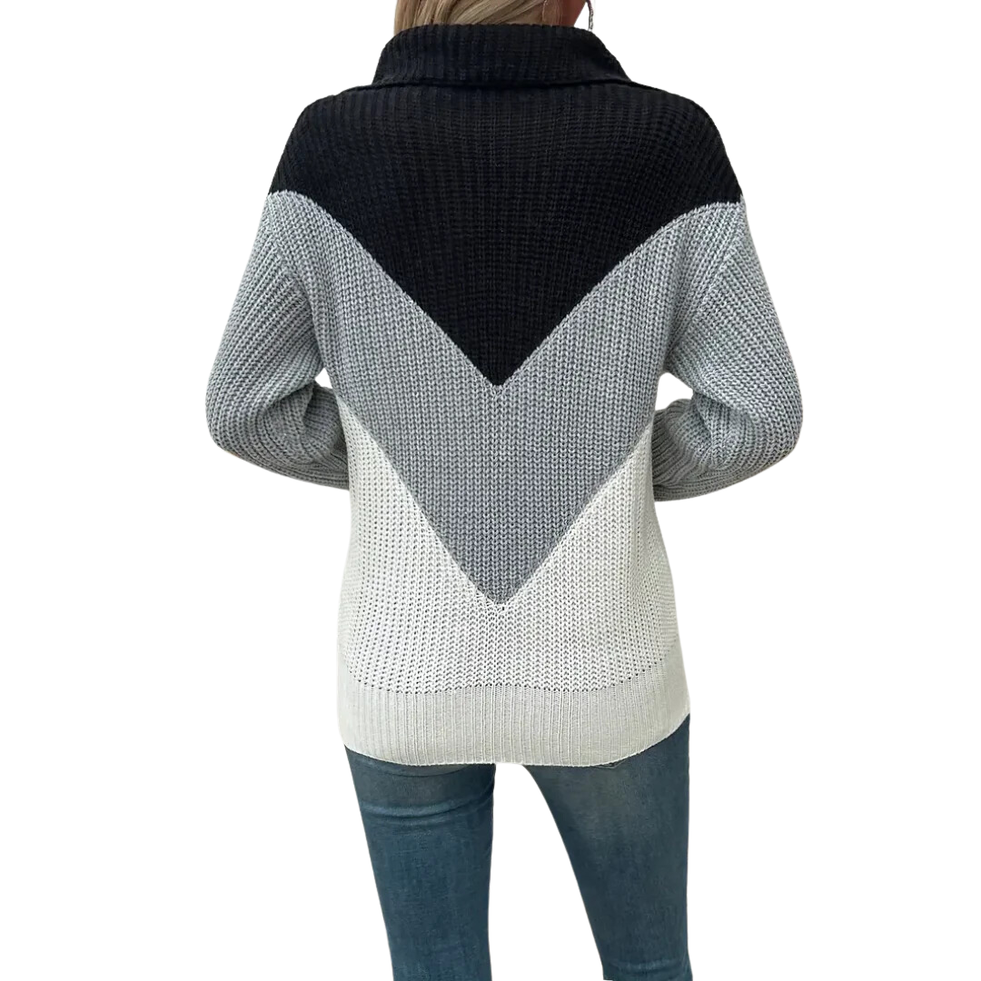 Grethe | Stylish Half Zip Knitted Sweater For Women