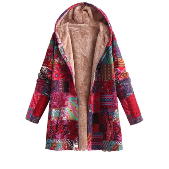 Volplie | Comfortable Printed Long Hooded Jacket For Women