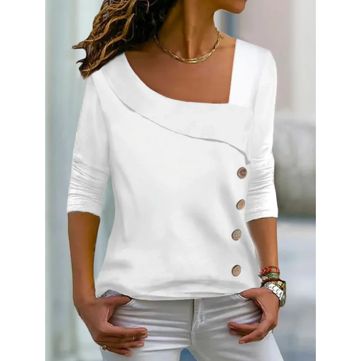 Leanna | White Mid Sleeve Blouse For Women