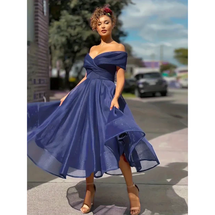 Khai | Wedding Guest Off The Shoulder Midi Dress For Women