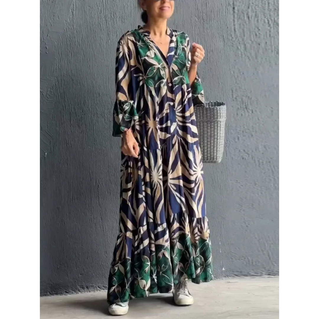 Alvine | Summer Long Sleeve Smock Maxi Dress For Women