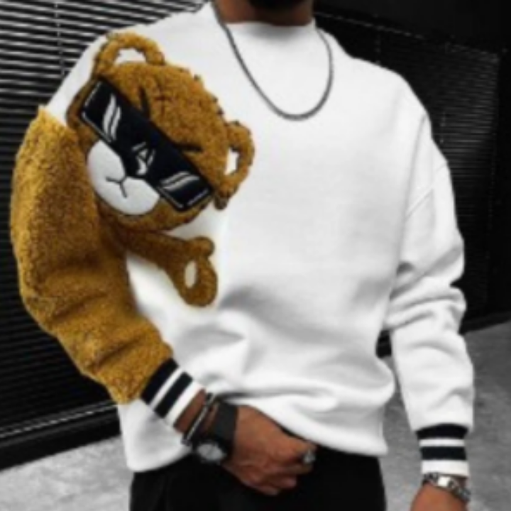 Rapoto | Warm Bear Detail Round Neck Sweater For Men