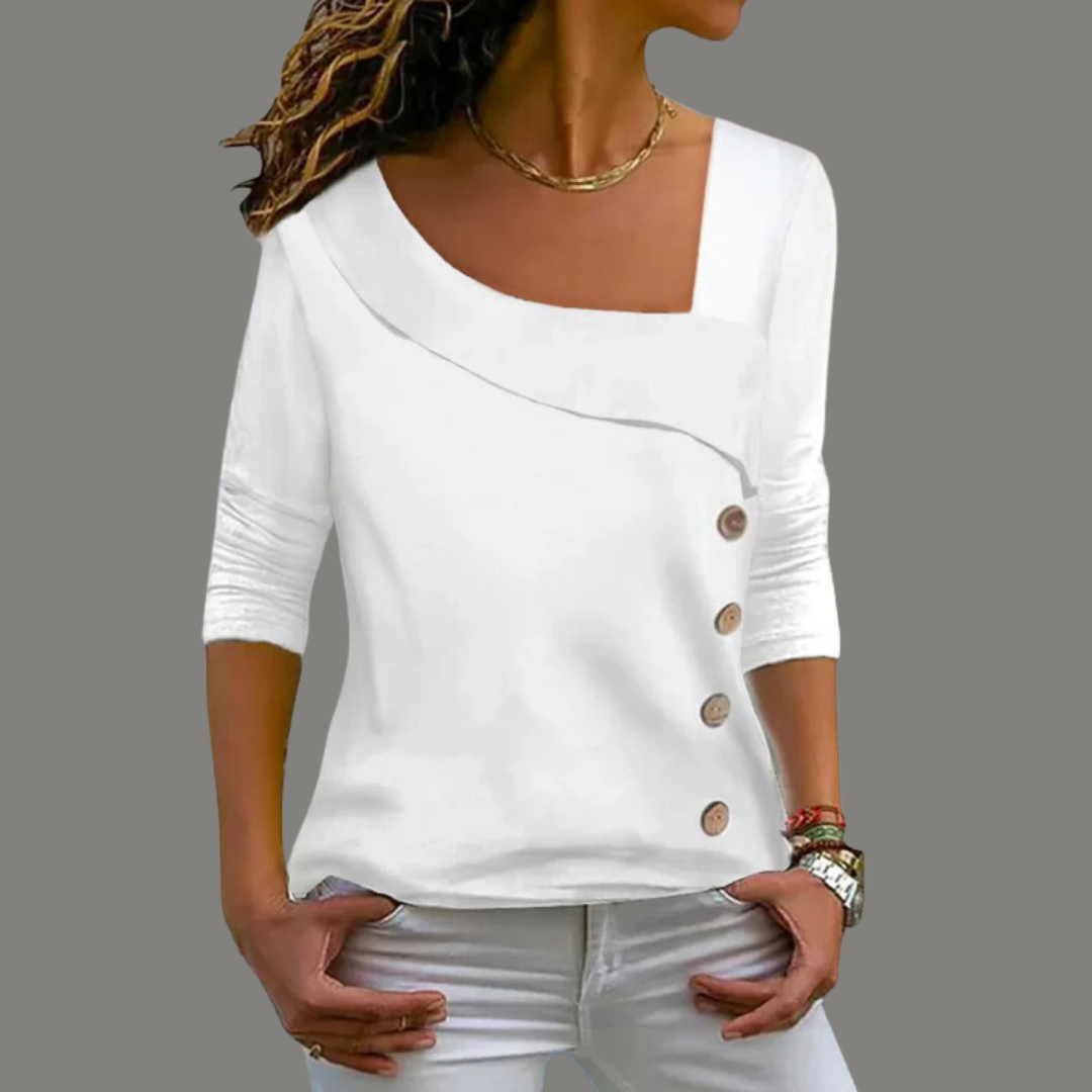 Leanna | White Mid Sleeve Blouse For Women