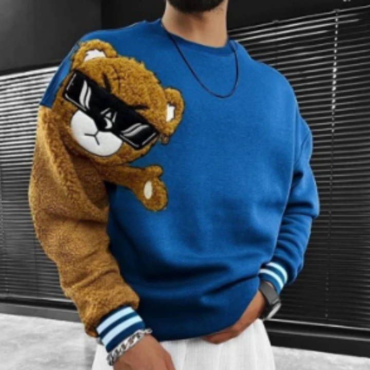 Rapoto | Warm Bear Detail Round Neck Sweater For Men