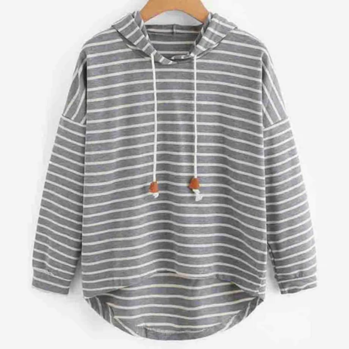 Nakry | Winter Warm Striped Drawstring Hoodie For Women