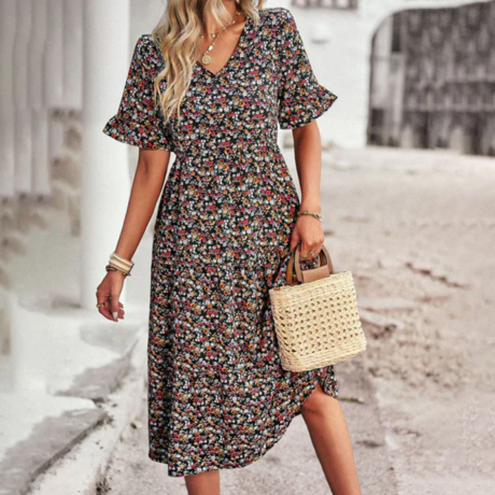 Kori | Summer Printed Smock Midi Dress For Women