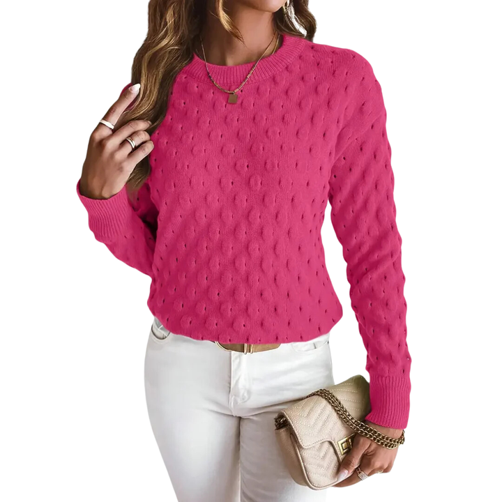 Geanny | Stylish Textured Round Neck Sweater For Women