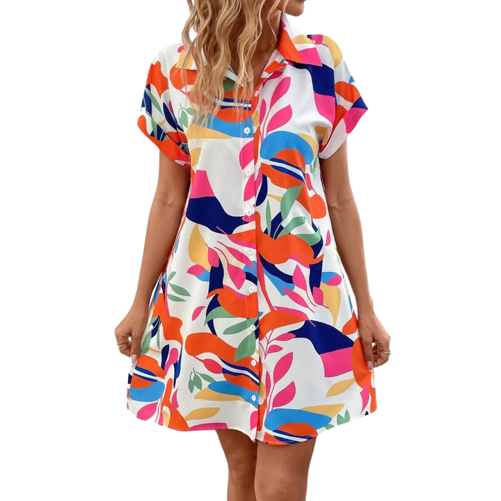 Vada | Summer Abstract Button Down Mini Dress For Women