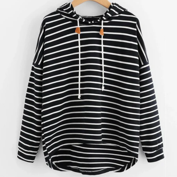 Nakry | Winter Warm Striped Drawstring Hoodie For Women