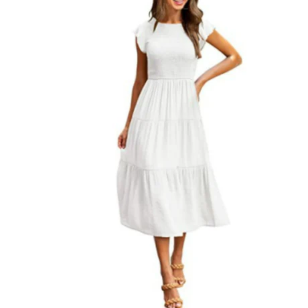 Orla | Summer Ruffled Sleeve Midi Dress For Women