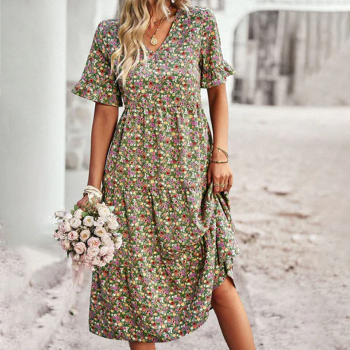 Kori | Summer Printed Smock Midi Dress For Women