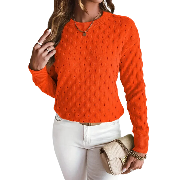 Geanny | Stylish Textured Round Neck Sweater For Women