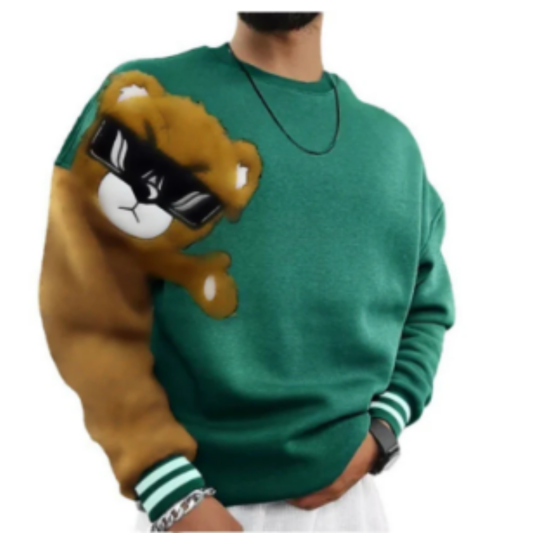 Rapoto | Warm Bear Detail Round Neck Sweater For Men