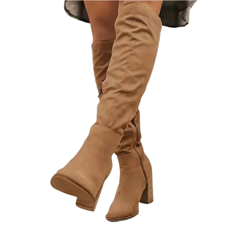 Debi | Comfortable Winter Knee High Heeled Boots For Women