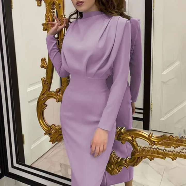 Quenbie | Elegant Evening Long Sleeve Midi Dress For Women