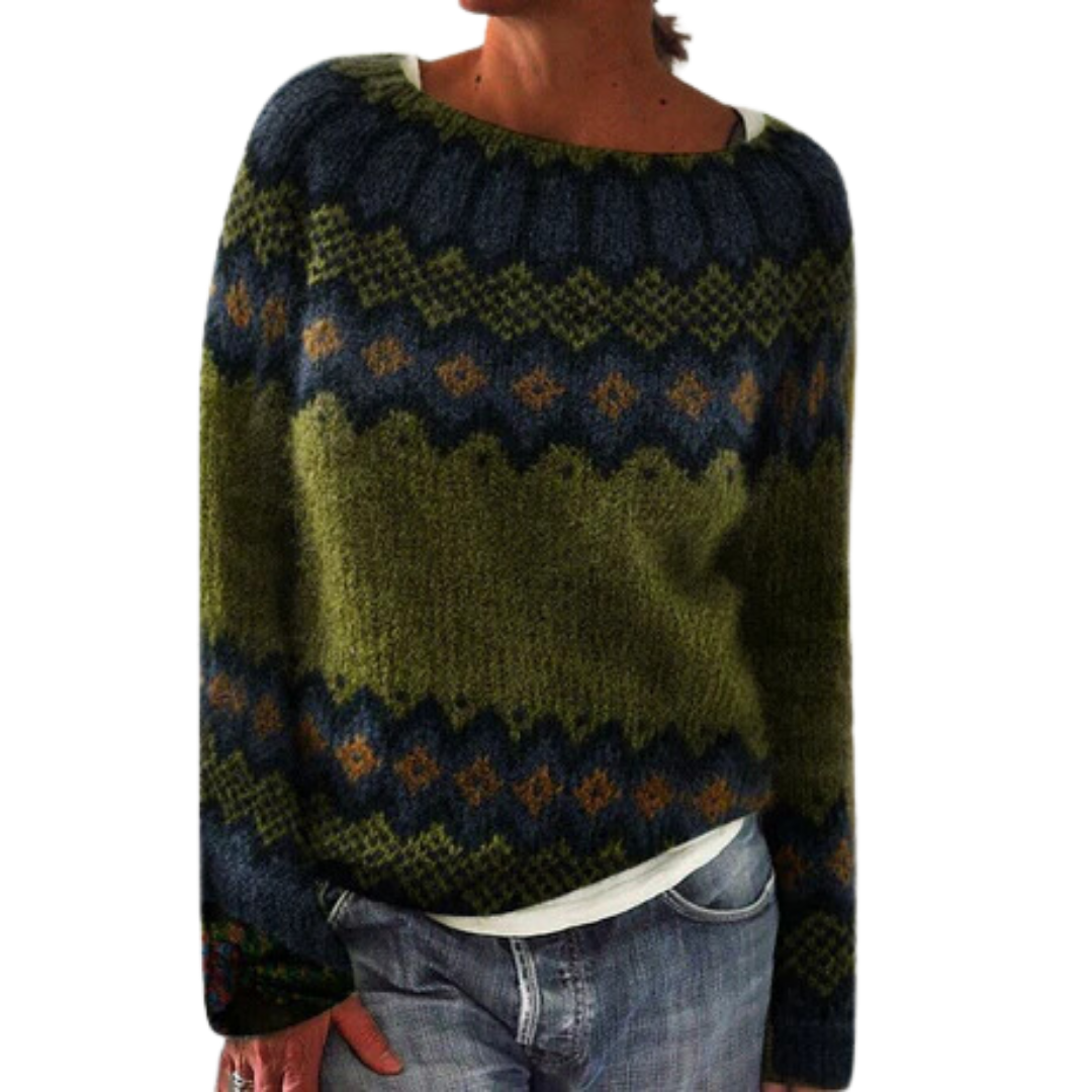 Neruda | Winter Warm Vintage Boat Neck Knitted Sweater For Women