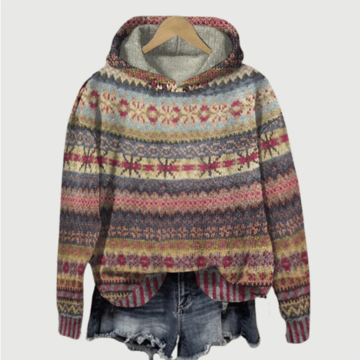 Ulka | Casual Warm Printed Knitted Hoodie For Women