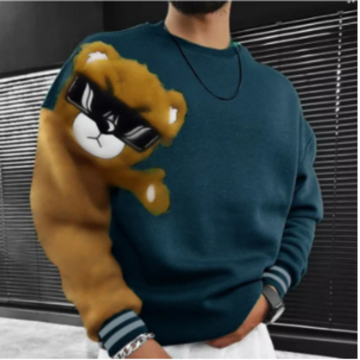 Rapoto | Warm Bear Detail Round Neck Sweater For Men