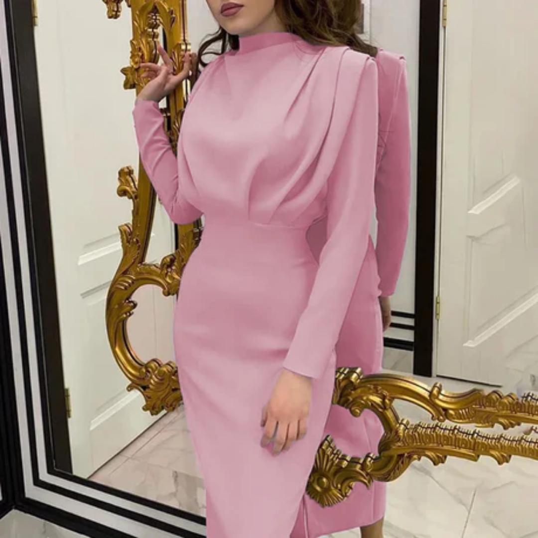 Quenbie | Elegant Evening Long Sleeve Midi Dress For Women