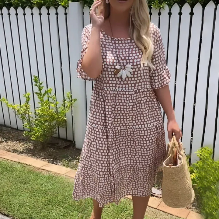 Wrenleigh | Polka Dot Summer Mid Sleeve Midi Dress For Women