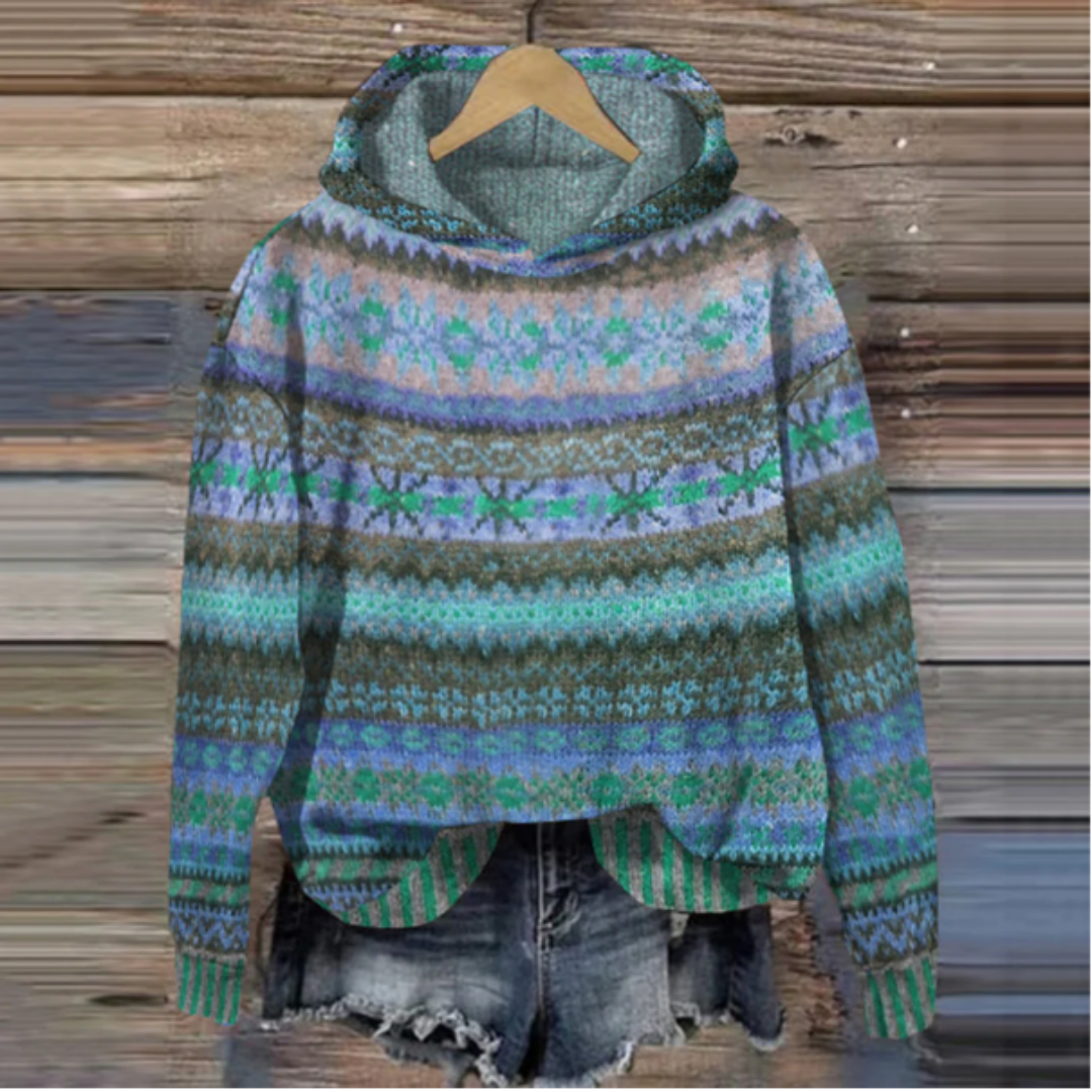 Ulka | Casual Warm Printed Knitted Hoodie For Women